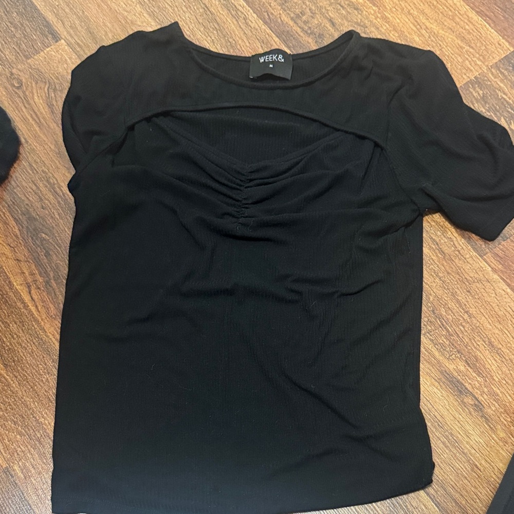 Weekday Classic Black Short Sleeve Top